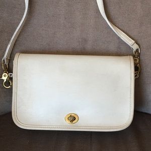 Vintage Coach Pocket Purse Crossbody Bag White